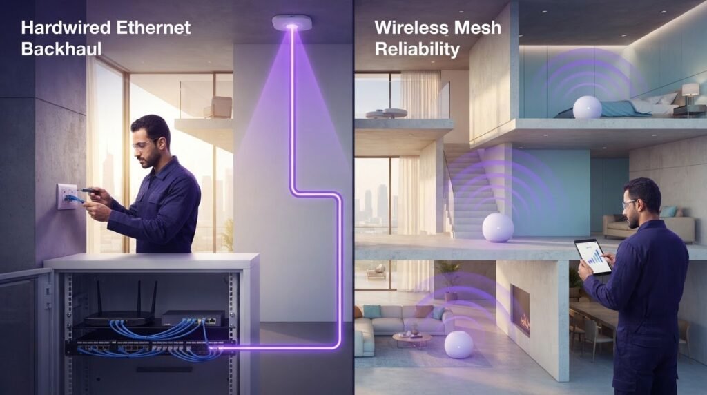 Hardwired Ethernet Backhaul vs Wireless Mesh: Which Is More Reliable?