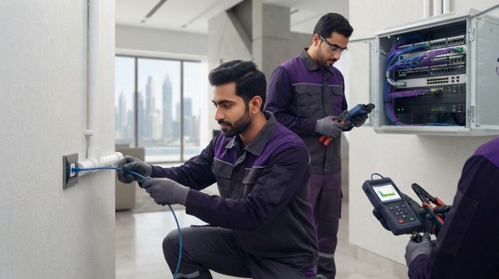 Replace a Damaged Ethernet Cable Inside Conduit in Dubai